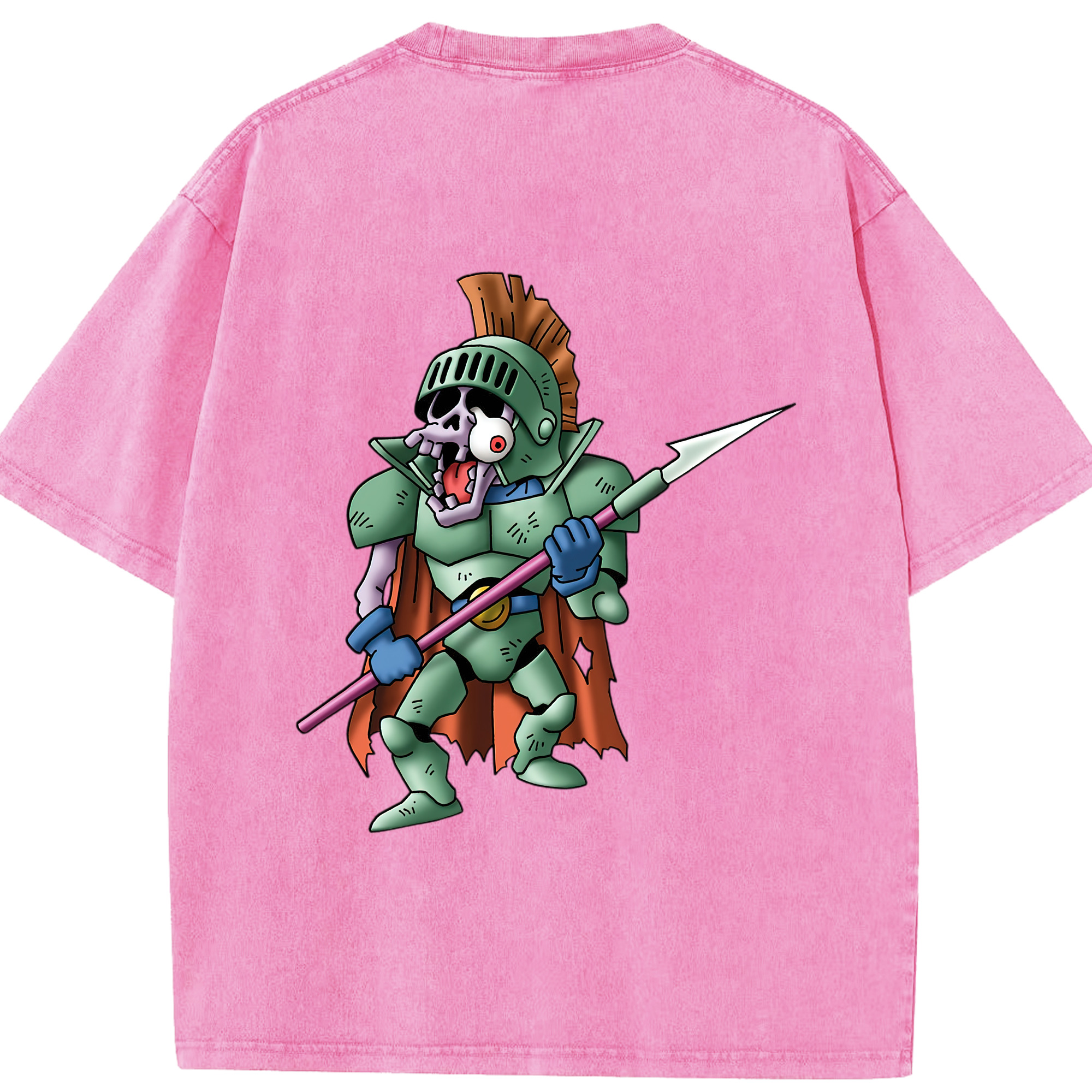 （画像用） ドラゴンクエスト Doragon Kuesuto Dragon Quest 綿100% ヴィンテージ風 半袖Tシャツ（背面プリント）